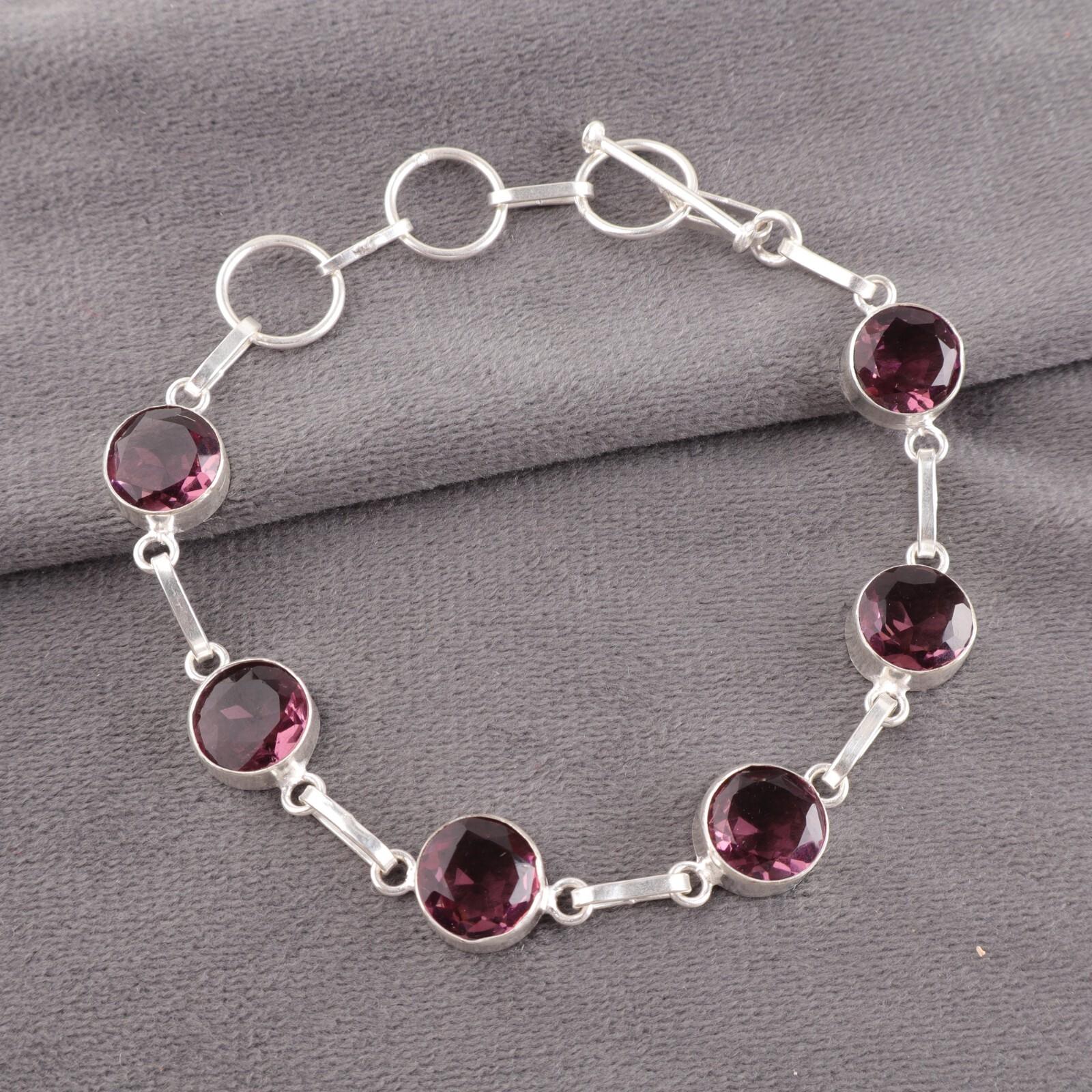 

Редкий камень родолит, серебро 925 пробы с клеймом, ювелирное изделие ручной работы, модный браслет RB-14-13