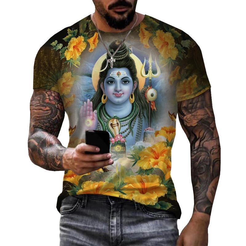Hindu God Lord Shiva 3D Print T-Shirts Hinduism Vishnu Men Women Fashion Oversized Short Sleeve T Shirt Male