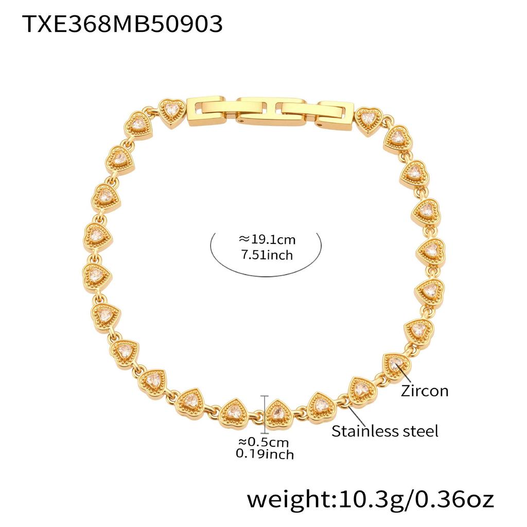 Qiong Yao Handmade Luxury Claw-Set 5A Heart-Shaped Zirconia Bracelet Necklace