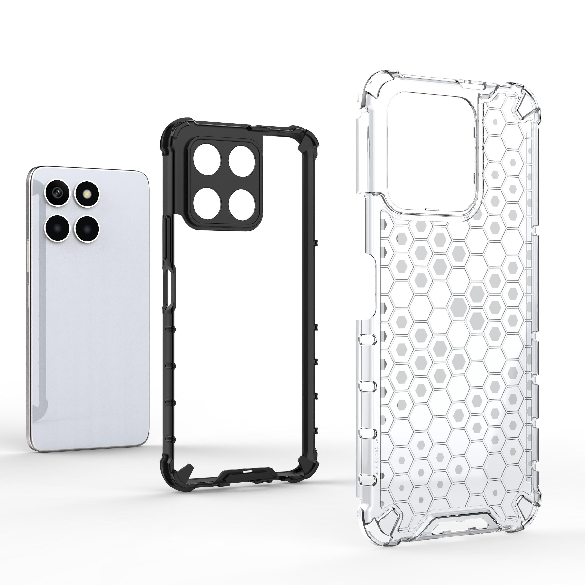 

For Honor X6a 4G Case Honeycomb Texture TPU+PC Mobile Phone Cover Grey