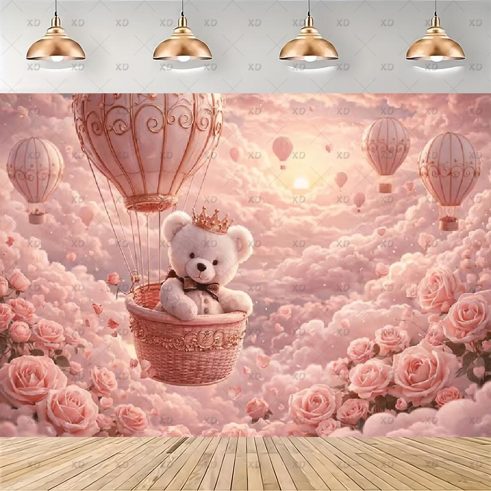 Pink Teddy Bear Photography Backdrop Sweet Dreamy Birthday Party Decoration Background Baby Shower Photo Booth Banner Supplies