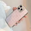 Gilt Gold Is Suitable for Apple 17promax Mobile Phone Case Iphone16 Pink Plaid Bow 13 Electroplated High-quality Mobile Phone Case