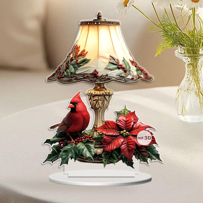 Red Magpie Acrylic Ornament Series - Animal Standee for Desk or Bedside Lamp Decor