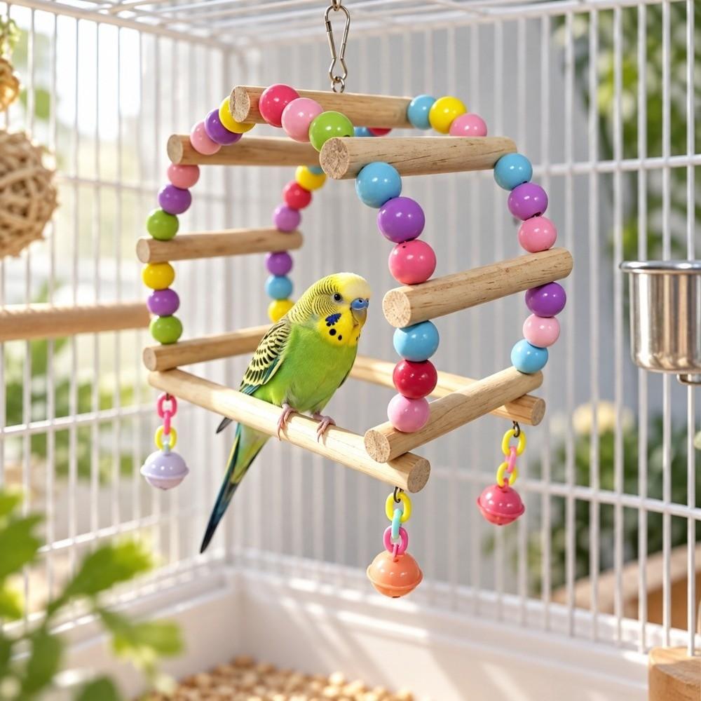 Wood Parrot Swing Toys Non-slip Parrot Climbing Toy Training Stand Pet Chewing Toy Cockatiel