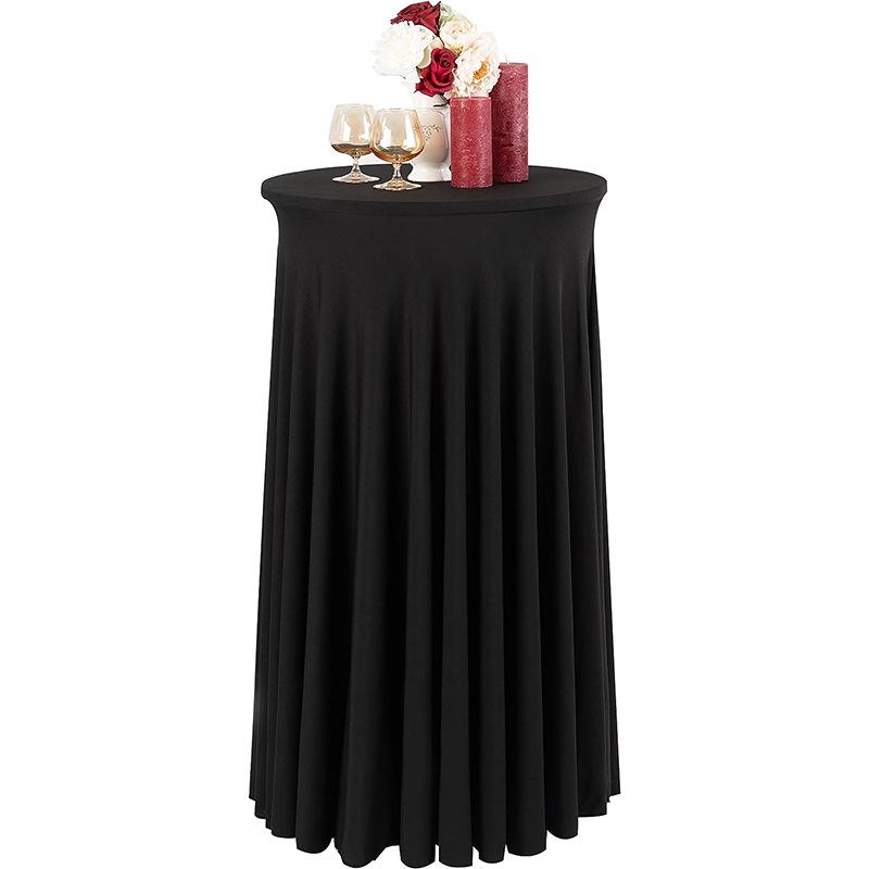 60/80X110Cm Round Spandex Cocktail Tablecloth Skirt Elastic Round Table Cover High Top Table Bar Outdoor Wedding Party Banquet