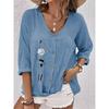 IHUASU Women's Fashion Casual Long Sleeve V-Neck Blouses & Shirts Elegant