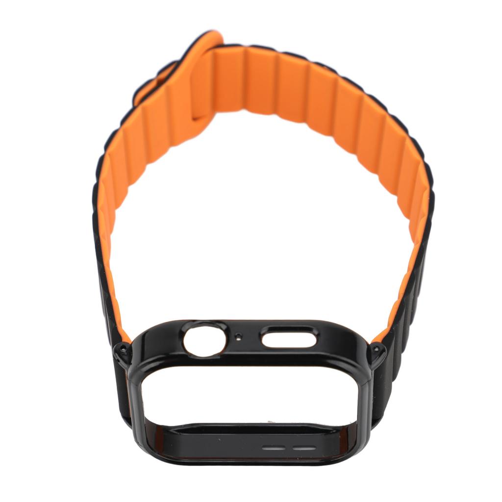 Silicone Loop Magnetic Watch Band with Black Case Replacement Watch Strap Quick Release Smartwatch