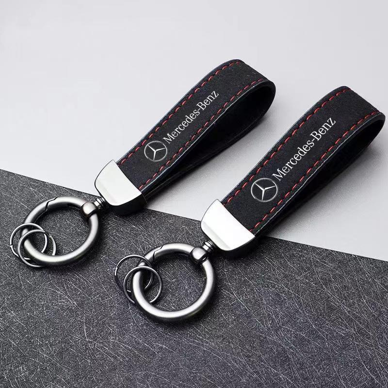 GLC GLB Suede Leather Keyrings Luxury Car AMG Keychain Accessories For Mercedes Benz W204 W205 W203 W211 W212 W213 W201 W210 W1