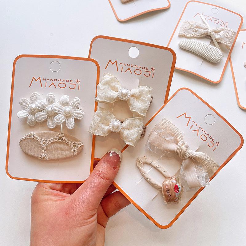 2pcs Fabric Embroidery Hairpin Korean Version of Children's Girls Bangs Broken Hair Headwear Girls Kids Hair Accessories