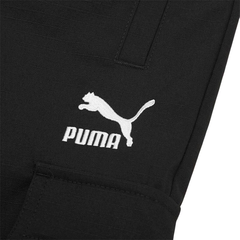 Puma Classics Cargo Pants Logo Solid Color Sports Long Pants Women Bottoms Black 535179-01