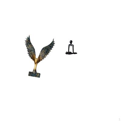 Resin Spreading Wing Thinker Abstract Sculpture Feng Shui Ornament Decorative Figurine Simple