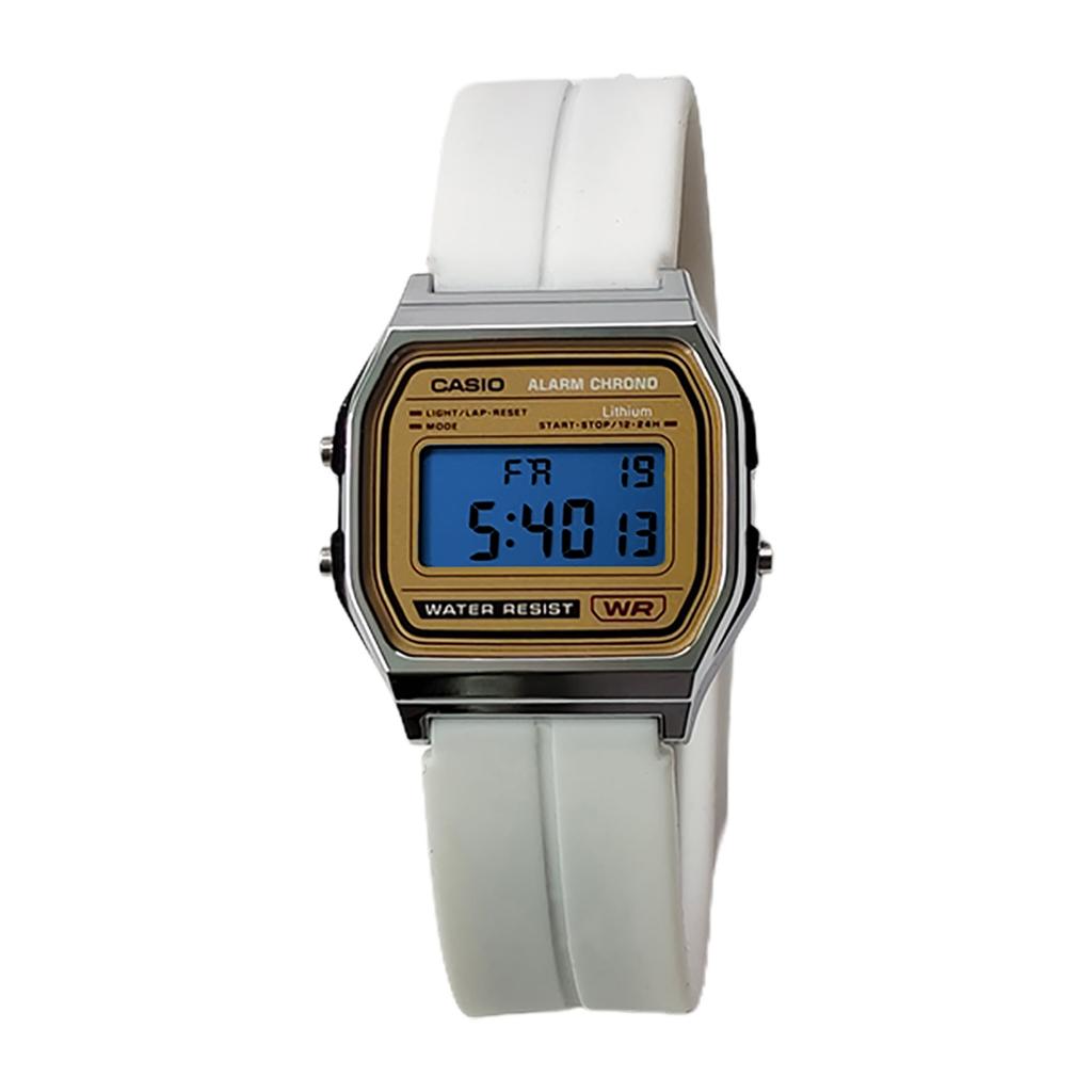 CASIO Custom Collection Electronic Movement Silicone Strap Watch Women's Watch Gold Dial A158WEA-9
