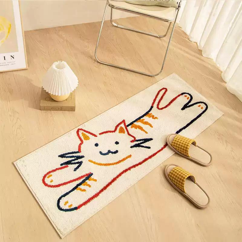 Cartoon Plush Carpet Soft Non-Slip Bedside Rug Easy Clean Kids Room Tatami Floor Mat Home Decoration