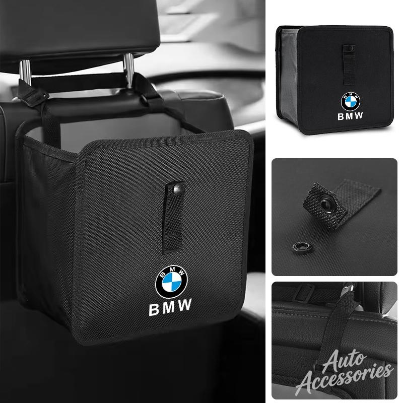 Portable Car Storage Box Foldable Hanging Trash Can Storage Case For BMW X1 X2 X3 X5 X6 X7 G30 G20 G32 G11 G12 F30 F34 Sticker