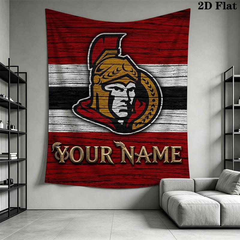 Name Custom Ottawa Senators Wall Tapestry Aesthetic Wall Hanging Printed Fabric Blanket Decorative Tapestries for Bedroom Living Room Home Decor