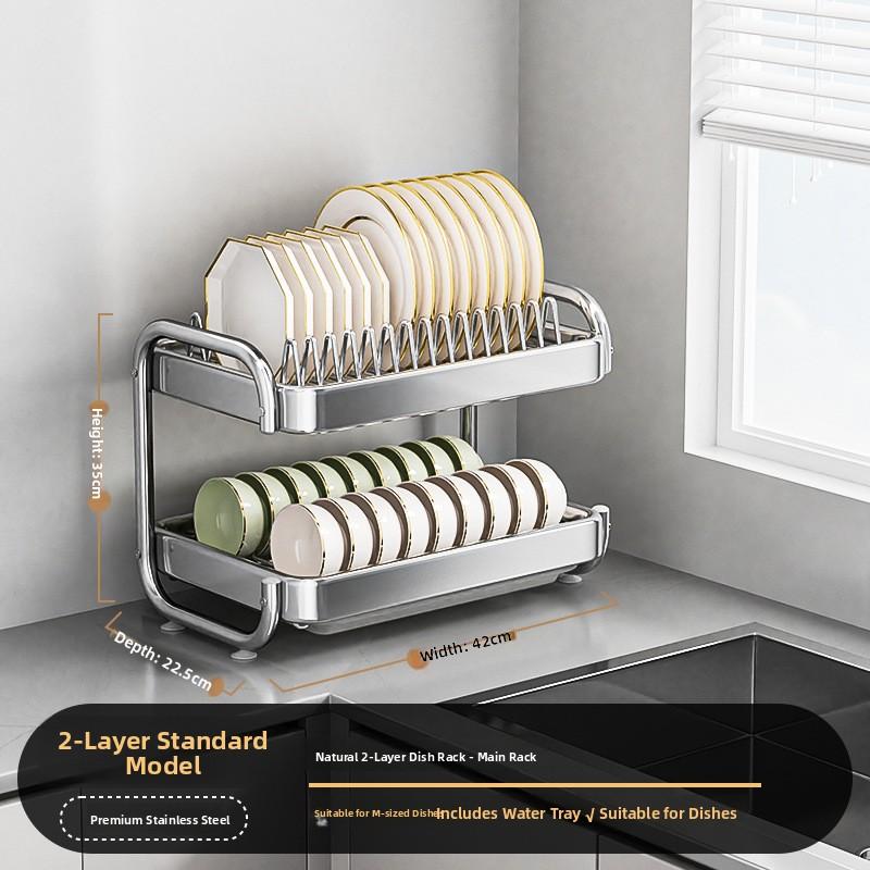 Для нержавеющей стали 304 Кухонная сушилка для посуды Ra Держатель тарелок Хранение кухонной утвари elf Защита от ржавчины Органайзер для столешницы для столовых приборов 33780₽