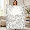 Cottagecore Floral Landscape Coral Fleece Blanket