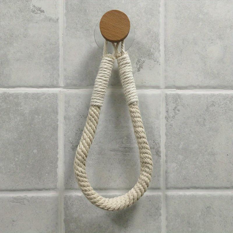 1PC Simple Hemp Rope Toilet Paper Holder, Bathroom Tissue Storage Rack, Non Perforated Hand Woven Wall Mounted Towel Rack