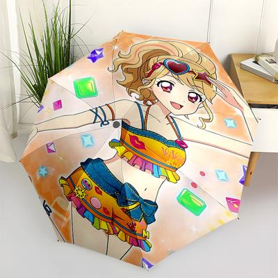 1pc Vivid Girl Outdoor Umbrella - Automatic Opening/Closing, Portable Tri-Fold Design with 8 Iron Ribs - Perfect Gift for Fans, Travelers, Daily Use,