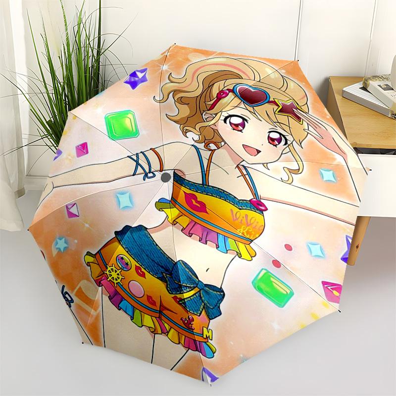 1pc Vivid Girl Outdoor Umbrella - Automatic Opening/Closing, Portable Tri-Fold Design with 8 Iron Ribs - Perfect Gift for Fans, Travelers, Daily Use,