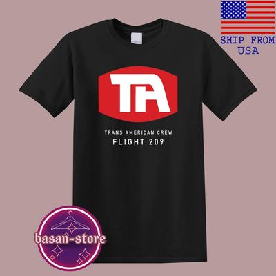 Airplane Trans American Crew Flight 209 Men#039;s Black Size S5XL Unisex T-Shirt