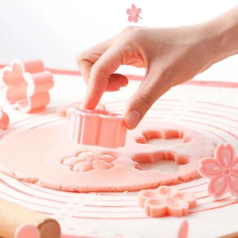 5 Stück/Set Sakura Blume Ausstechform Stempel Keks Ausstecher Kirschblüte DIY Fondant Kuchen Dekor Blumige Form Küchen Backwerkzeuge