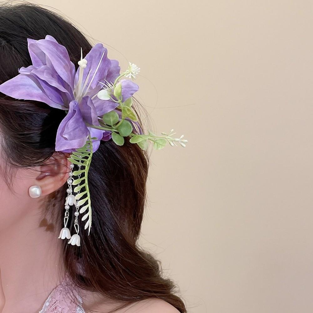 Perlenblume Haarspange Quaste Chinesischer Stil Haarclip Elegant Hanfu Haaraccessoires Mädchen