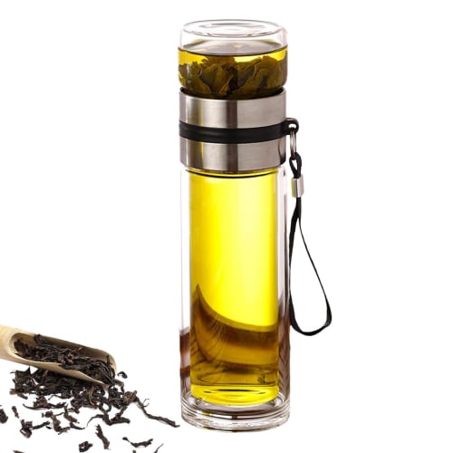 Tea and Water Separator Cup, Glass Tea Infuser Bottle, Leakproof Infuser Water Bottle - Portable Water Separator Tea Bottle for Tea Cups, Tea Bottles,