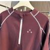 Waffle Knit Stand Collar Fleece-Lined Unisex Half-Zip Long-Sleeve Base Layer Tee