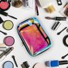 Wholesale Holographic Blue Waterproof Makeup Bags Fashion Printed Cosmetic Gift Zippered Toiletry Storage Pouch for Daily Use