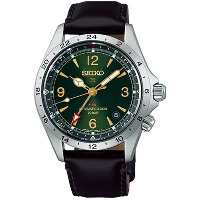 Seiko Muži SBEJ005 (Pánský kožený pásek PROSPEX Alpinist MechanicalGMT) Kulaté hodinky