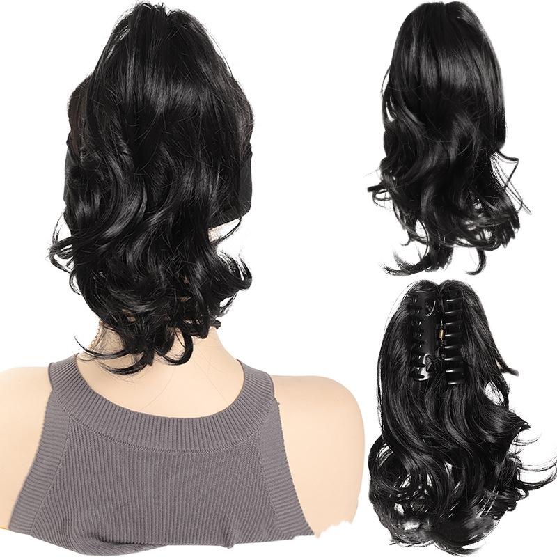 Clip per Capelli Sintetici Corti Ricci Folti Estensioni per Capelli Coda di Cavallino Piccolo Artiglio per Coda di Cavallo Capelli Finti su Clip Parrucca Ondulata per Donne