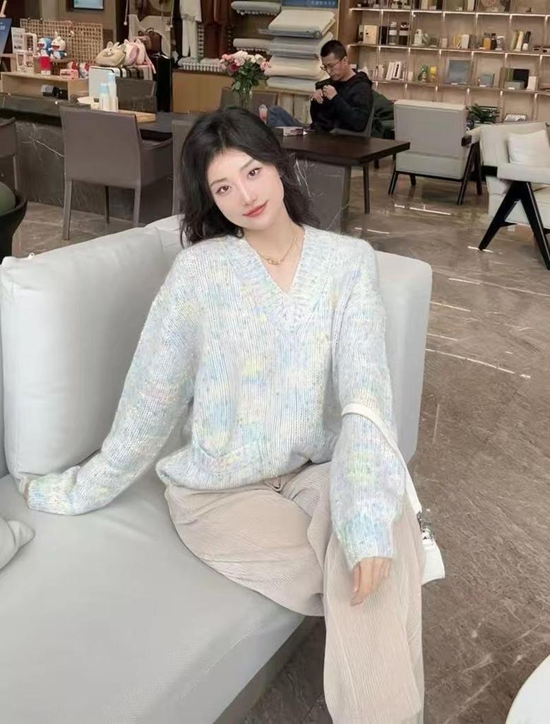 Ge Di Autumn/Winter Women's Loose Polka Dot Soft Sweater Coat