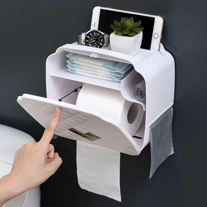 WTEMPO Tragbarer Toilettenpapierhalter aus Kunststoff, wasserdichter Papierspender für Toilette, Zuhause, Aufbewahrungsbox, Badezimmer-Zubehör