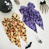 Bat Theme Hair Decoration Halloween Silky Satin Bows, Big Ribbon Bow Clips, Oversized Funny Holiday Clip Long Tail Barrettes, Cute Accessories