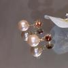 Exquisite French Coffee Pearl Dangle Earrings with Sparkling Diamond - High-End Light Luxury Silver Needle Ear Accessories.