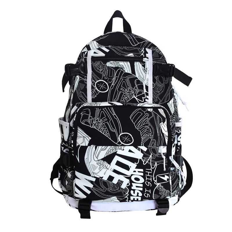 DELIXIONG Nylon Backpack Travel Backpack Regular Unisex Rendering White/Letter Black/Camouflage Black/Shoes White DLX-ON-720
