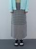 Enzo Blues Mix Stripe Long Skirt (Grey)