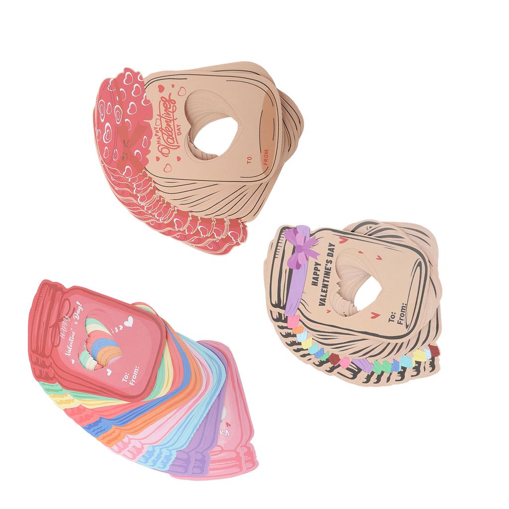 30PCS Valentines Day Cards for Kids Jar Gifts Exchange Valentine DIY Greeting Cards with Plastic Bag