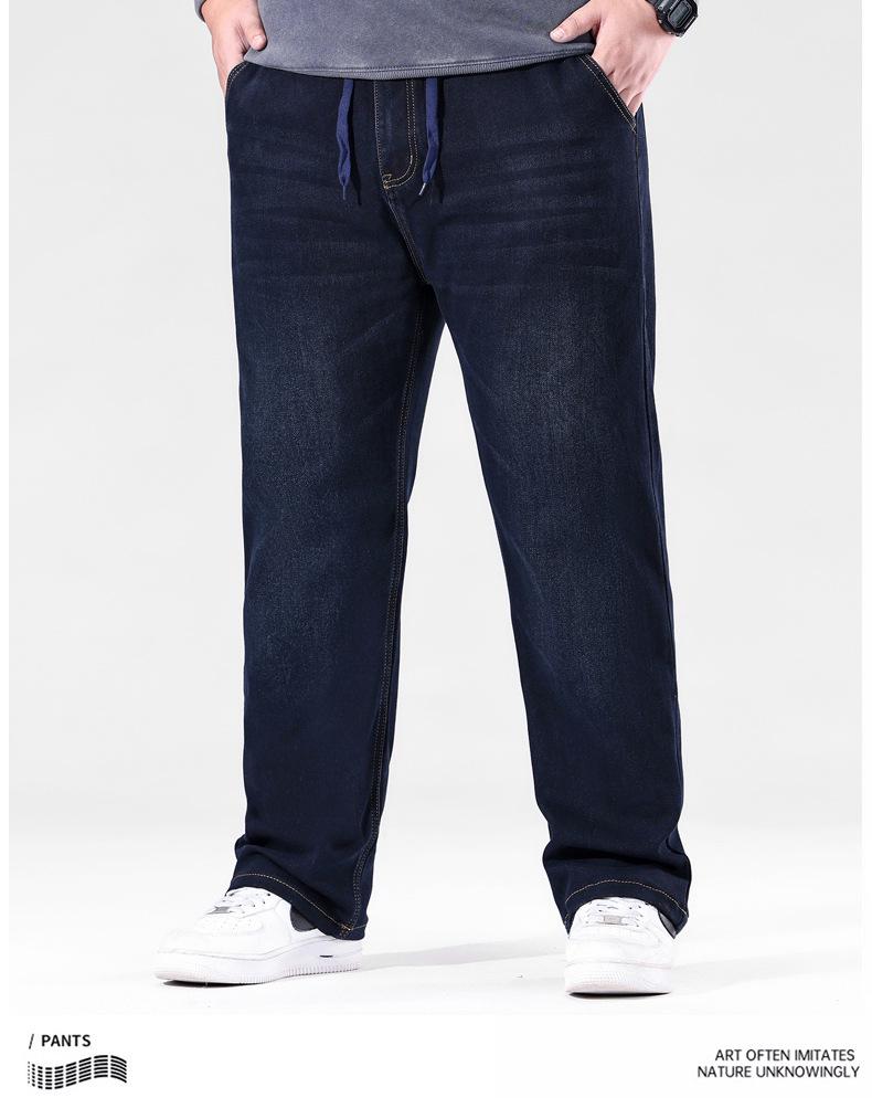 2025 Plus Size High-Stretch Loose Straight-Leg Jeans for Men - Autumn High Waist Dad Pants
