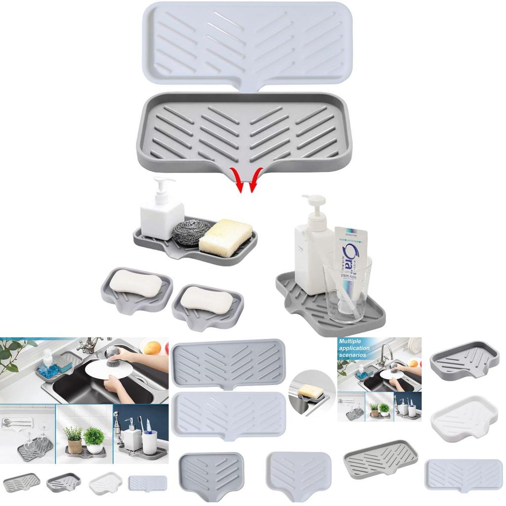Premium Quality Silicone Soap Holder With Drainage Pad Large Size Slate Grey