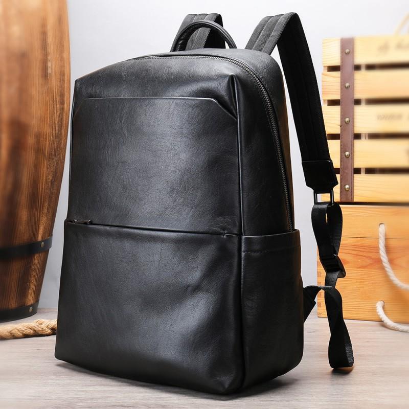 Retro Cowhide Backpack Genuine Leather Business Computer Bag Large Capacity Head Layer Authentic Travel чёрный