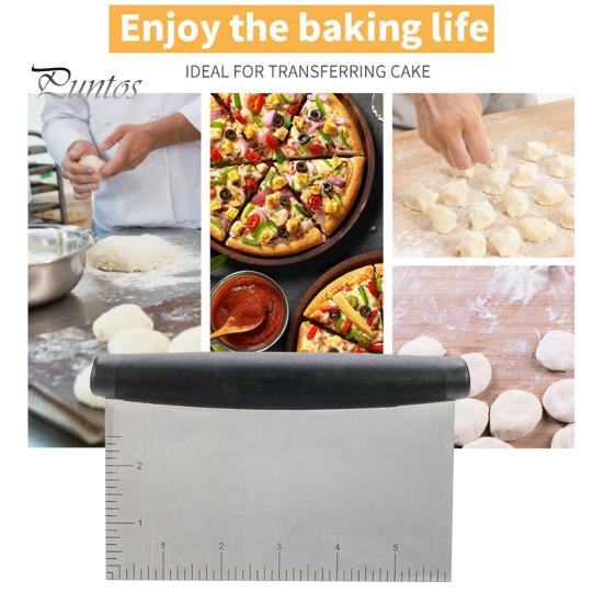 1/2Pcs Stainless Steel Pastry Cutter with Non-Slip Handle Ergonomic Design Engraved Measurements Scraper