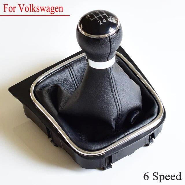 5/6 Speed Stick Gear Shift Knob With Leather Boot Collar Case For Volkswagen VW Golf 5 V MK5 MK6 Jetta 2005-2014 Car Stying