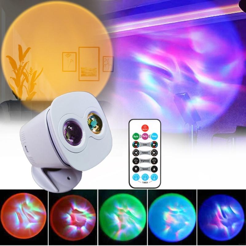 LED Sunset Night Light Projector Home Decoration Lighting Portable Projection Light with Remote Control M4YD