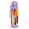 1PC Stacked Colorful Pencil Art Print 750ml Color Plastic Sports Water Bottle Leakproof Flip Straw Lid Suitable for Sports Office Home Use