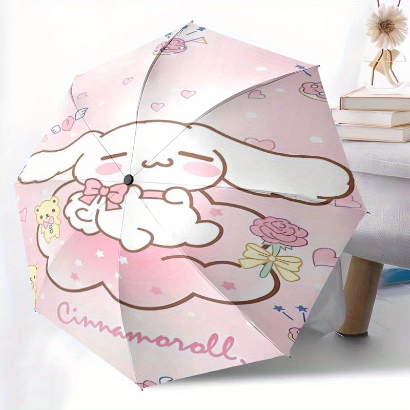 Pink Cinnamoroll Cartoon Cartoon Umbrella, Portable 3-Fold Compact Umbrella, Suitable for Camping, Hiking and Travel, Ideal Easter Birthday Gift for F