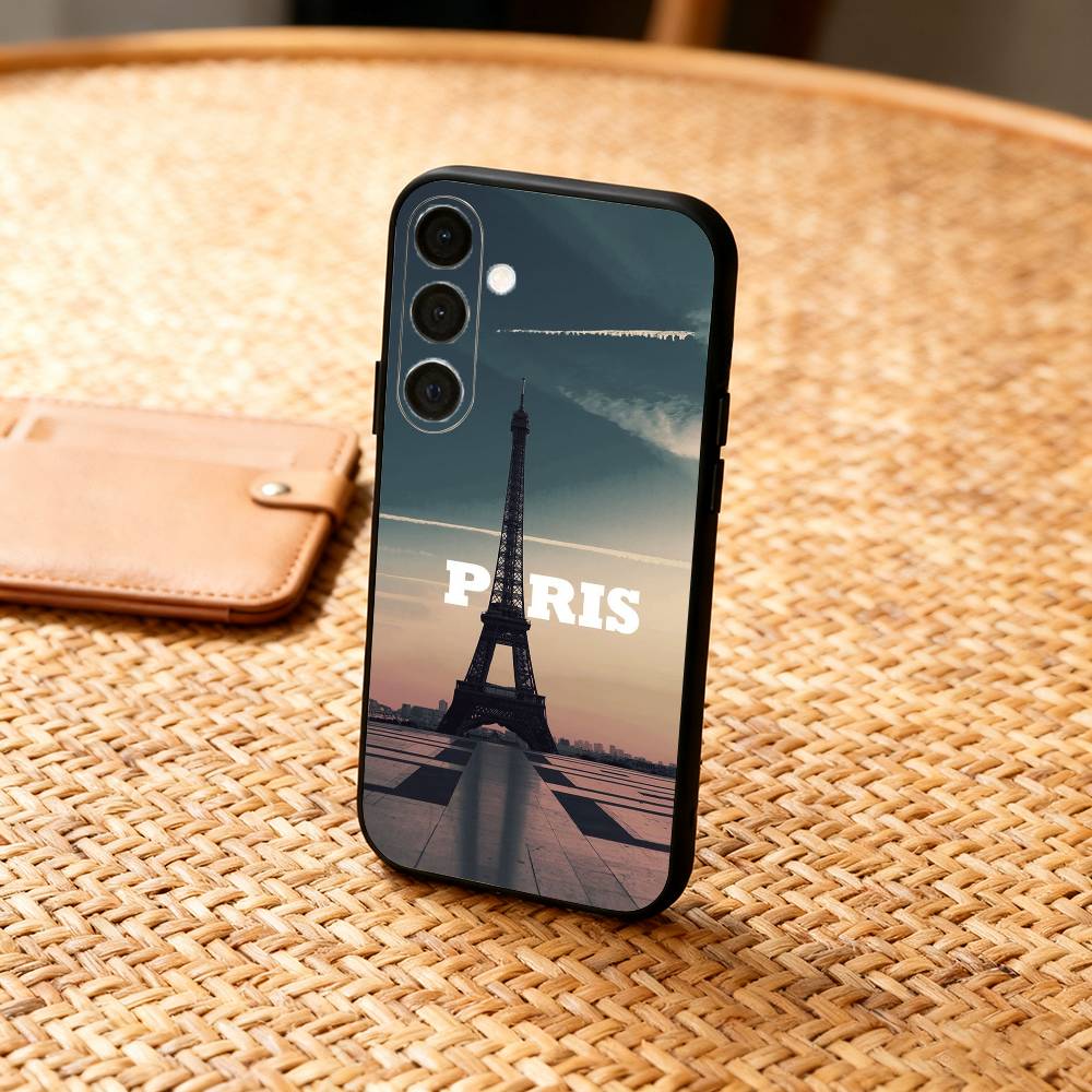 Paris Eiffel Tower Romantic Landmar  Phone Case For Samsung  A73,A21s,A22,A31,A32,A52,A53,A71,A80,Soft Black Shell