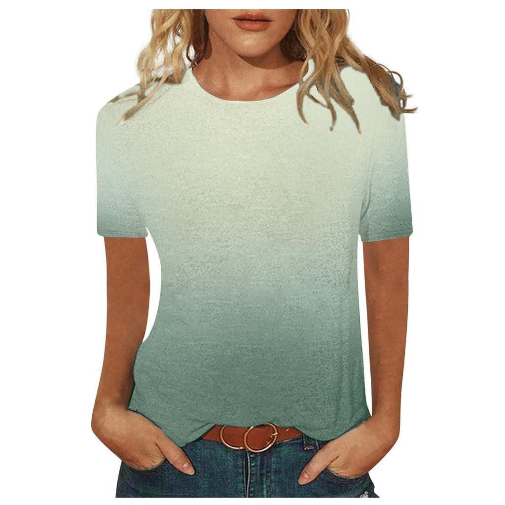 Moda Donna Casual Manica Corta Stampata Girocollo Top