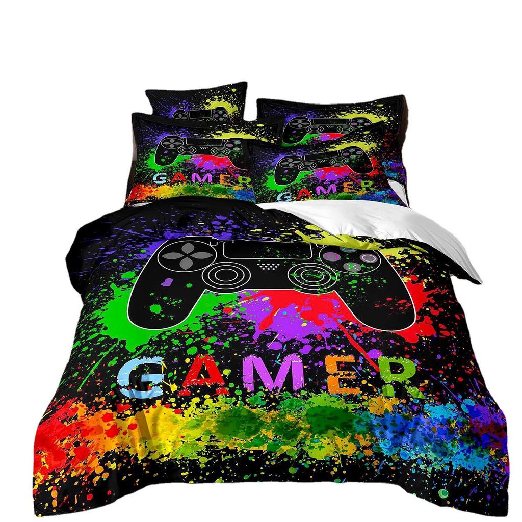 3D Gamepad Bedding Set Microfiber Quilt Cover Three-Piece Set